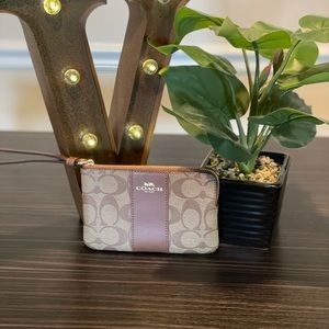 Corner Zip Wristlet In Signature Canvas. BRAND NEW